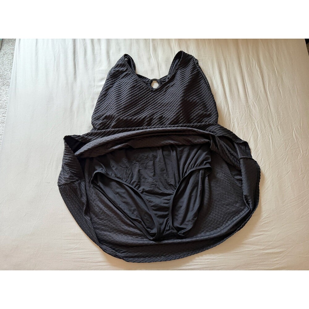 Lands' End Black Swim Dress 3X 24W-26W Scoop Neck One-Piece Swimsuit - Picture 3 of 5